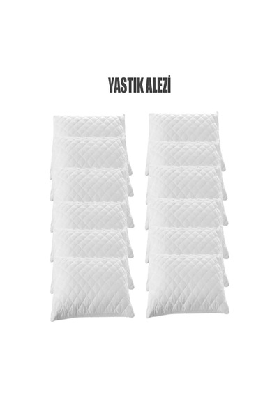 Inter Z 12 Adet 50x70 Cm Kapitoneli Fermuarlı Tela Yastık Koruyucu Alez Beyaz