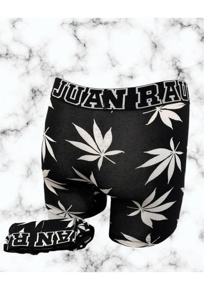 Yaprak Desenli Siyah Erkek Boxer