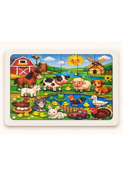Hayvan Çiftliği - 24 Parça Ahşap Puzzle