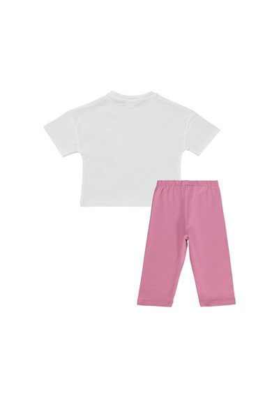 Civil Girls Kelebek Nakışlı 2-5 Yaş Takım - Ekru-soft Pembe