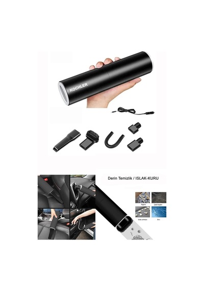 12v Kablolu Araç Süpürgesi, 5000 Pa Emiş Gücü, 120w Elektrikli Oto Süpürge, Islak Kuru Kullanım, Yıkanabilir F