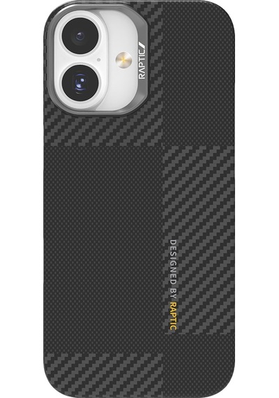 Apple Uyumlu iPhone 17 Kılıf M-safe Şarjlı 600d Metal Kamera Çerçeveli Raptic Aramid Fiber Geotik Serisi Siyah