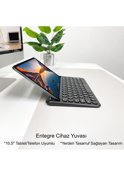 Luve Store Bluetooth Kablosuz Klavye 78 Tuşlu İngilizce Q Şarjlı Tablet Telefon Standlı