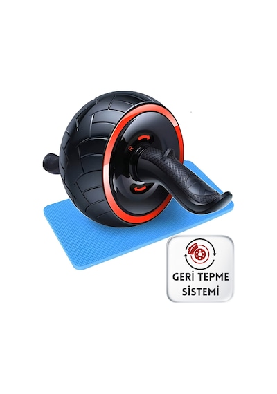 Evapera Profesyonel Geri Tepmeli Ab Wheel Roller Karın Kası Egzersiz Tekerleği Mekik Aleti Max150kg Siyah
