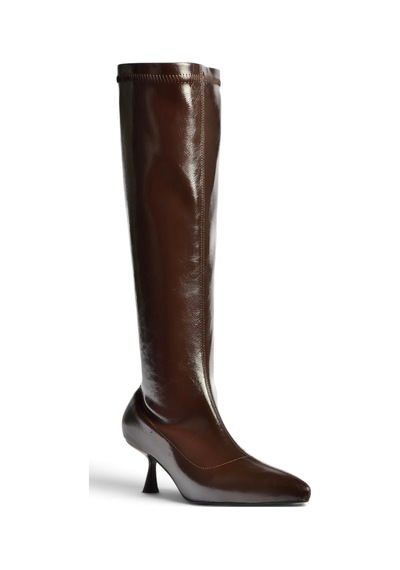 Fox Shoes Z282810460 Kahverengi Rustik Sivri Burun Kitten Topuk Streç Çizme