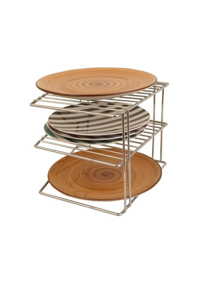 3 Katlı Metal Siyah Tabaklık Düzenleyici Organizer Dolap Içi Raf Metal 25 X 25 Gri Diğer