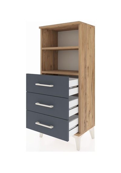 Arges Komodin 2 Raflı 3 Çekmeceli 44x30x106 Çam-antrasit Çam
