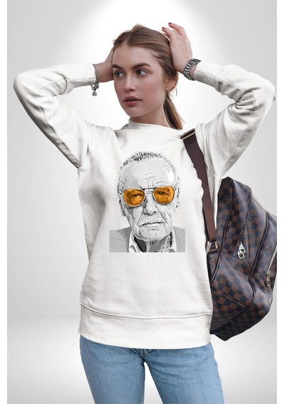 Stan Lee Unisex Beyaz Sweatshirt Beyaz