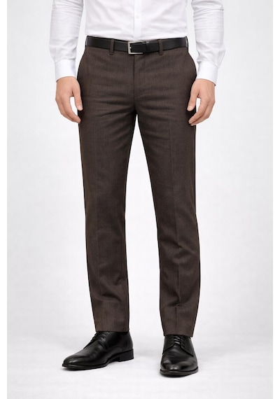Classics Men Caserta Klasik Fit Likralı Erkek Kanvas Pantolon - 7517 Kahverengi