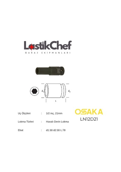 Osaka 21 Mm 1/2" Derin Lokma