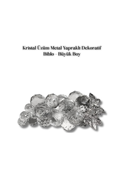 Kristal Üzüm Metal Yapraklı Dekoratif Biblo Büyük Boy