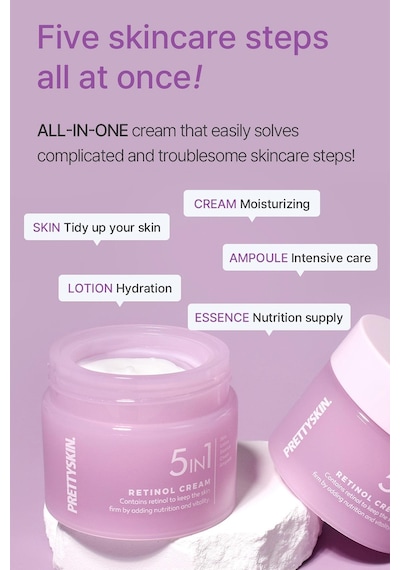 Prettyskin 5in1 Retinol Nemlendirici Yüz Kremi 50ml