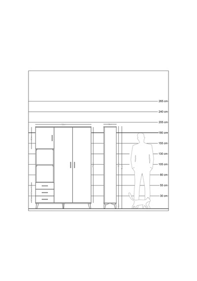 Arges Dolap 6 Raflı 3 Çekmeceli Tek Askılı 132x30x195 Çam-antrasit/antrasit Antrasıt/antrasıt Arges Dolap 6 Raflı 3 Çekmeceli Tek Askılı 132x30x195 Çam-antrasit/antrasit Antrasıt/antrasıt