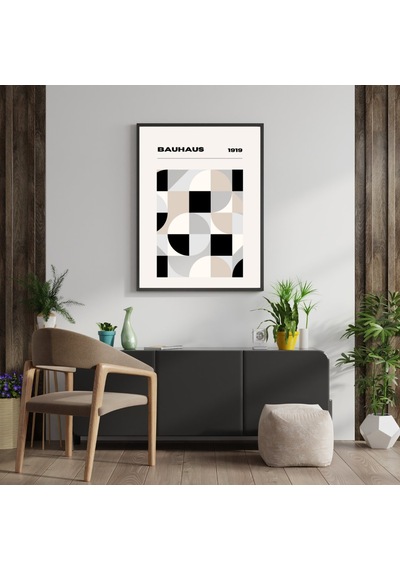 Bauhaus Minimalist Duvar Tablosu Çerçeveli 2'li Set Siyah Renk 30 X 42 Boyut/ebat