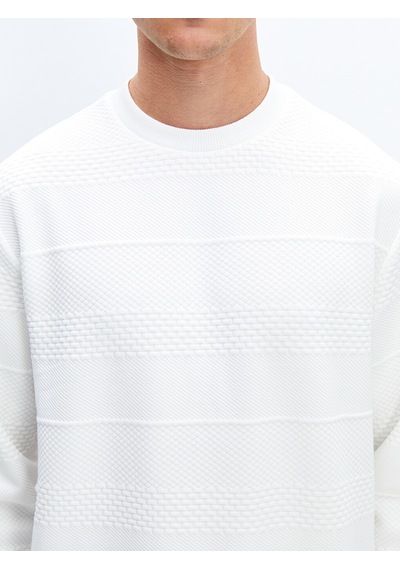 Lcw Vision Beyaz Bisiklet Yaka Uzun Kollu Erkek Sweatshirt