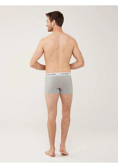 U.S. Polo Assn. Erkek Gri Melanj Pamuklu Tekli Boxer 80450 Gri Melanj