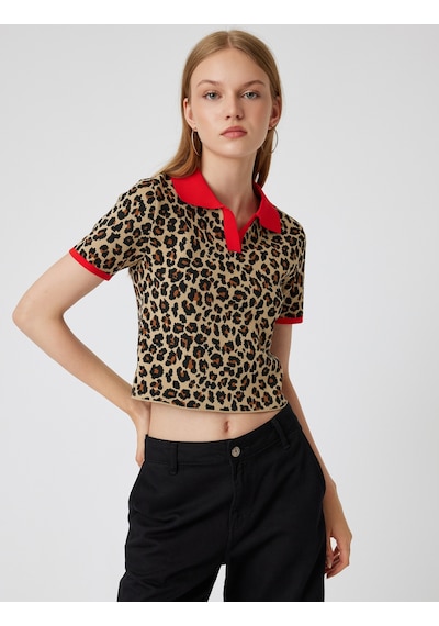 Koton Polo Yaka Kazak Leopar Desenli Biyeli Kısa Kollu Kahverengi Desenli 5wal20021ht Kahverengi Koton Polo Yaka Kazak Leopar Desenli Biyeli Kısa Kollu Kahverengi Desenli 5wal20021ht Kahverengi