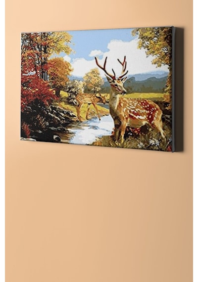 Webstyle Sayılarla Boyama Seti Kasnaklı Ceylan Ailesi 50 X 65 Cm