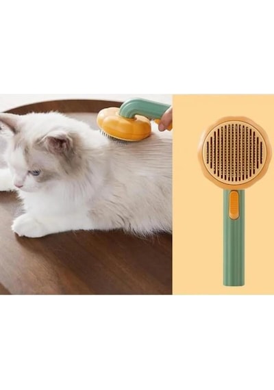 Tr Tineke Bal Kabağı Tasarımlı Otomatik Temizlenen Tuşlu Evcil Hayvan Fırçası Kedi Köpek Tüy Toplayıcı Tara