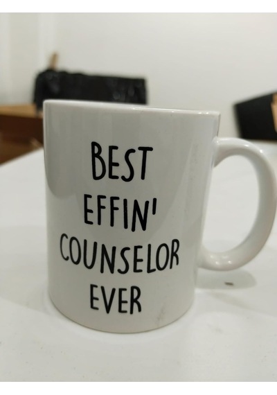 Best Effin Counselor Ever Kupa - En İyi Danışman Komik Seramik Bardak Hediyesi 325ml Beyaz - Çok Renkli