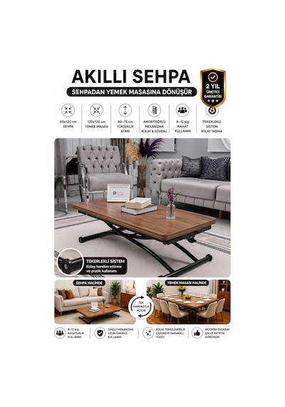 Juppo Üst Tabla Mdf Ceviz Oval Köşe Alt Siyah Dışa Kıvrım