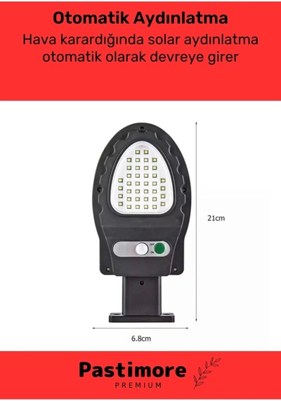 Premium 38 Ledli Beyaz Renk Pratik Kurulur Su Geçirmez Solar Bahçe Sokak Lambası