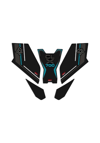 GP Kompozit CF Moto 700 CL-X 2022-2024 Uyumlu Tank Pad Seti Turkuaz