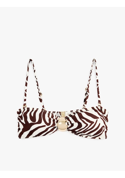 Koton Aksesuarlı Zebra Desenli Straplez Bikini Üstü Çıkarılabilir Askılı Kahverengi Desenli 6sak10229mm Koton Aksesuarlı Zebra Desenli Straplez Bikini Üstü Çıkarılabilir Askılı Kahverengi Desenli 6sak10229mm