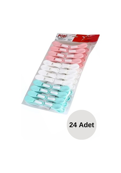 24 Adet İz Yapmaz Renkli Çamaşır Mandal 5 Diğer
