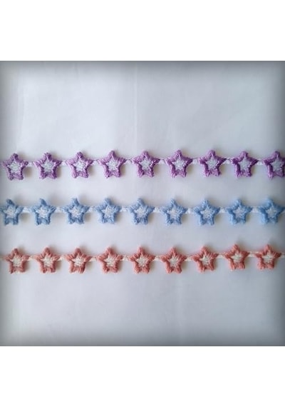 Yıldızlı Nakış Kurdele Seti - Tekstil Sanat Hobisi Mavi