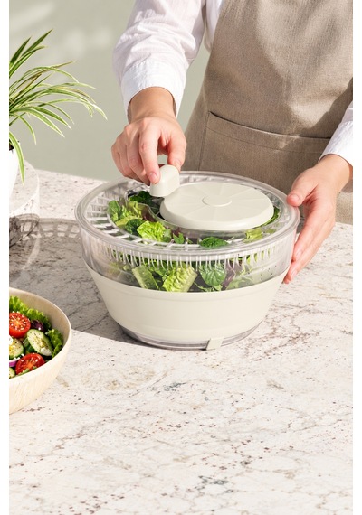 Katlanabilir Salata Kurutucu, Sebze Ve Yeşillik Yıkama Süzgeci, Çevirmeli Salata Kurutmalığı, Ekru Renk 3.650 Ml - 934491802 Diğer
