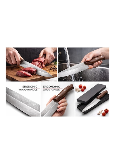 CH woodline N690 Gyuto Şef Bıçağı Profesyonel Mutfak Bıçağı, Ceviz Saplı, Ultra Keskin Japon Tipi Chef Knife, Et Sebze Meyve Kesim çok renkli CH woodline N690 Gyuto Şef Bıçağı Profesyonel Mutfak Bıçağı, Ceviz Saplı, Ultra Keskin Japon Tipi Chef Knife, Et Sebze Meyve Kesim çok renkli