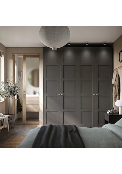 Ikea Koyu Gri Sağlam Kapaklı Gardırop 200x60x236 Cm