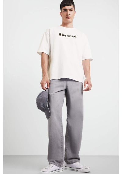Defacto %100 Pamuk Loose Fit Bisiklet Yaka Baskılı Kısa Kollu Tişört F5731ax25auer105 Ekru
