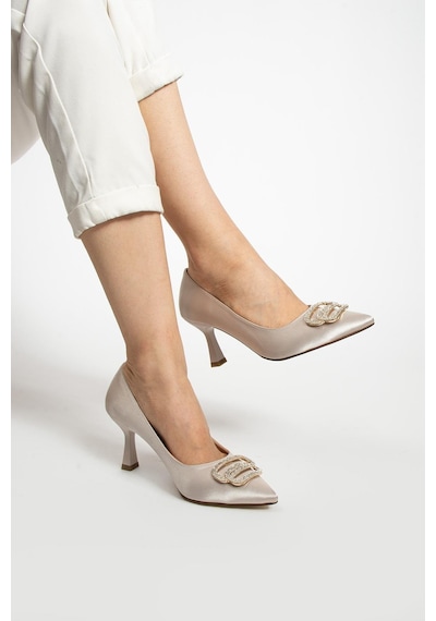 Paris Shoes Paris Bej Saten Topuklu Ayakkabı A741-bej Bej
