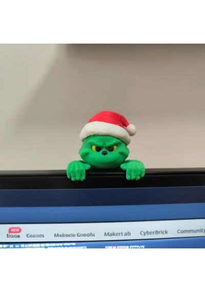 2'li Set Monitör Üstü Yılbaşı Temalı Grinch 3d Baskı Dekoratif Figür 10 Cm - Pla Malzeme