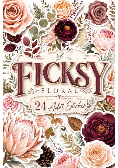 Çiçek Sticker Seti - 24 Adet Etiket Çıkartma Diğer