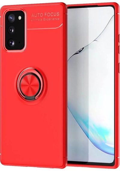 Newface Samsung Galaxy Note 20 Kılıf Range Yüzüklü Silikon - Kırmızı