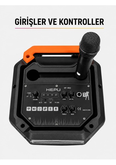 Hp-982 Partybox Bluetooth Hoparlör 3 8 Hoparlör 30w Güç Rgb Işık Tws Destekli