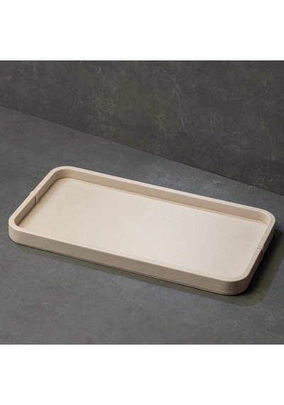 Marta Dekoratif Deri Tepsi Krem 50x27x3 Cm Çok Renkli