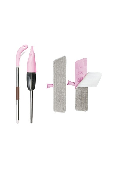 Microfiber Bezli Deterjan Hazneli Sprey Mop Pembe + 10 Yedek Bez