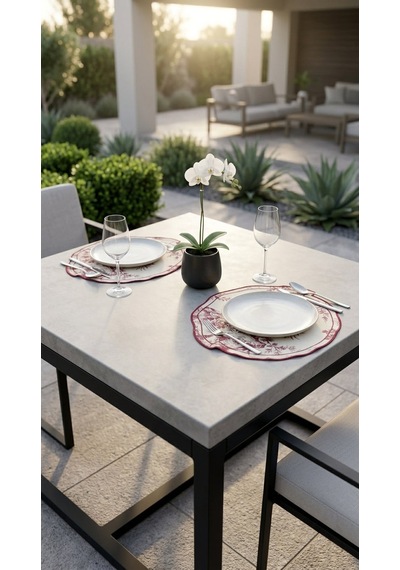 Toile Burgundy Amerikan Servis Çok Renkli