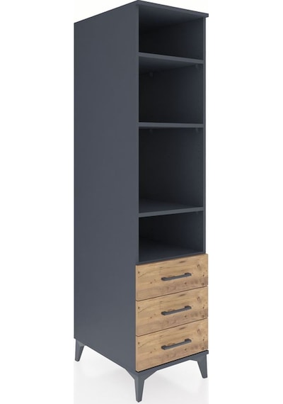 Kronos Dolap 4 Raflı 3 Çekmeceli 44x59x182 Antrasit-çam Antrasit