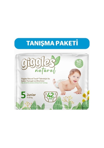 Giggles Natural 5 Numara Juniour Pamuklu Bebek Bezi 42 Adet