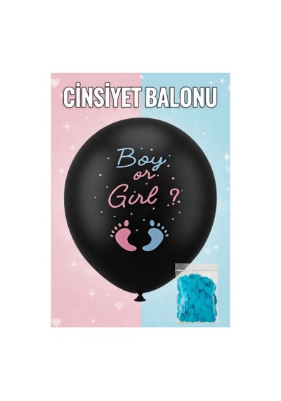 Mucit Home Mavi Pul Boy Or Girl Cinsiyet Belirleme Balonu Siyah Büyük Boy 24 İnç Erkek Bebek İçin