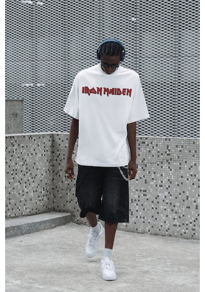 Iron Maiden Rock Metal Müzik Grubu Sırt Baskılı Unisex Oversize T Beyaz