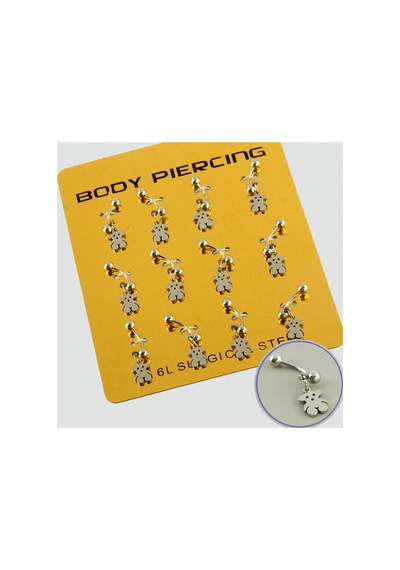 Ayıcık Çelik Piercing 1 Adet Gümüş