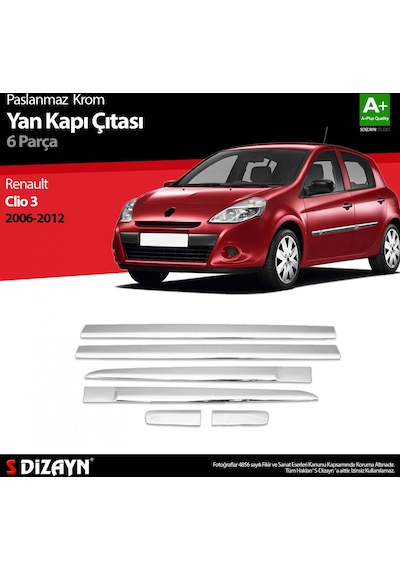 S-Dizayn Renault Clio 3 Hb Krom Yan Kapı Çıtası 6 Prç   2006-2012