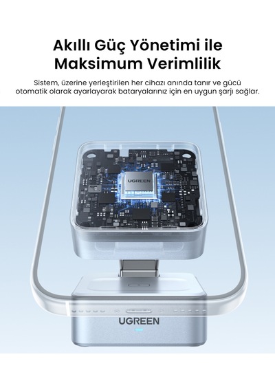 Ugreen Magflow 2-in-1 25w Magnetik Wireless Magsafe Kablosuz Şarj Standı, 55960b