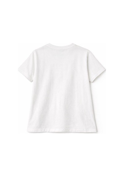 Mixray 2060 Kadın %100 Pamuk Ayıcık Nakışlı Bisiklet Yaka T-shirt Beyaz BEYAZ